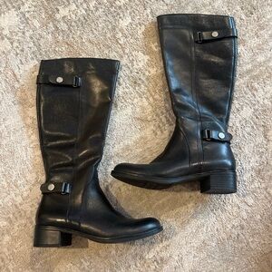 Franco Sarto Black Leather Heeled Boots